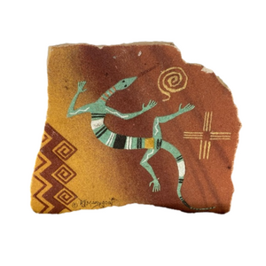 Signed Sandstone Navajo Art by Ray Joe Manygoats “Salamander” 2000